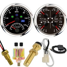 85mm GPS Speedometer with Tachometer and 85mm 4 in 1 Gauge Fuel Level Water Volt picture