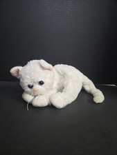 TY Silk Classic Crystal White Plush Kitty Cat 2011 Blue Eyes Shell TySILK picture
