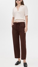 AMO Elaine Vintage Brown Cocoa Cotton Pants Drawstring Barrel Leg 29 picture