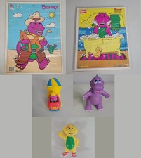 Barney Lot 2 Vintage 1993 Puzzles Cowboy MB + Bathtime Playskool 3 Toy Fig picture