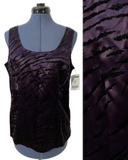 VTG Purple Black Satin Zebra Velvet Embroidered Tank Cami Goth Grunge 90s 12 NWT picture