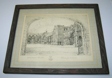 Rossall School & Arch Wallace Hester Antique Signed Etching Print Remarque Proof picture