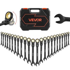 VEVOR Flex-Head Ratcheting Wrench Set Combination Wrench Set 24-Piece Black picture