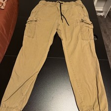 Aeropostale Men’s Cargo Jogger Pants Large Tan Khaki Utility Drawstring Casual picture