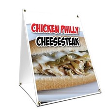 A-frame Sidewalk Chicken Philly Cheesesteak Sign With Graphics On Each Side picture