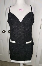 NWT Lulus Easily Posh Black Tweed Lurex Sleeveless Bodycon Mini Dress Size  XL picture
