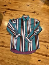VTG Wrangler Brushpopper Shirt Striped X-Long Tails Western Rodeo Cowboy 17-35 picture