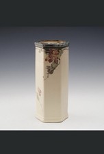 Vintage Weller Pottery Hudson Floral Hand-Painted Hexagonal Vase picture