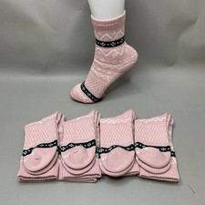 Bombas Women's Crew Socks 4 Pair Pack Dusty Pink Fair Isle Size S M L New picture
