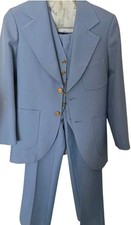 Vintage 1960s 3 Piece Pierre Cardin Suit 34r 27x30 Wide Lapel Bell Bottom picture