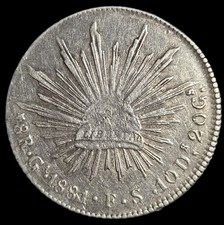 Mexico Second Republic 8 Reales 1881 Ga FS Guadalajara Mint Scarce picture