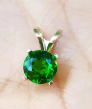 Certified 24.10 Ct Natural Emerald 925 Solid Silver Round Cut Pendant Gemstone picture