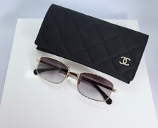 Chanel CH4295 55mm Rectangle Sunglasses in Gold with Gradient Gray Lens picture