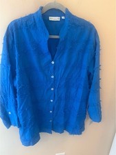 Lulu B Blouse Top  Blue Cotton texture Soft Relax Casual Boho size XL picture