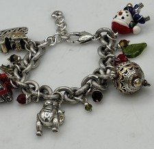 Brighton Holiday Frolic Charm Bracelet Snowman Present Teddy Bear Sleigh 8 Inch picture