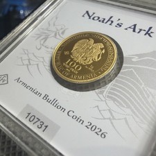 2026 Armenia Noah’s Ark 100 Dram 1g .9999 Fine Gold Coin Geiger Sealed COA picture