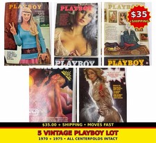 Vintage Playboy Magazine Lot 5 Issues 1970 & 1975 - Centerfolds Intact picture