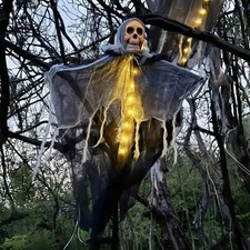 Halloween Hanging Ghost Skull Skeleton Decor Glowing Horror Yard Party Prop picture
