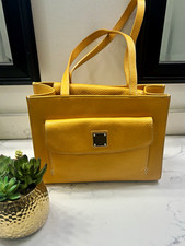 Dooney & Bourke Yellow Pebbled Tote Magnetic Flap Pocket Gold Hardware picture