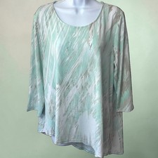 NEW Chico’s  Liquid Knit Asymmetrical Hem Tunic Geode Abstract Artsy 2 L 12 picture