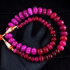 Carved Red Ruby 756.00 Cts Top Grade Beaded Womens Necklace Jewelery RK 07 E690 picture