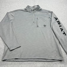 Ariat Tek Team 1/4 Zip Men's XL Gray Fleece AriatTek Outdoor Pullover Sweatshirt picture