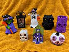 Halloween LED Light Up Decorations Lot of 8 Witch Ghost Owl Skulls Haunted House picture