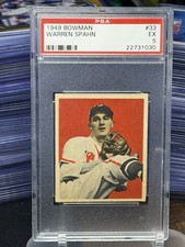 1949 Bowman Warren Spahn #33 PSA 5 EX Boston Braves HOF Vintage Baseball picture