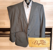 Haggar 1926 2 Piece Suit Mens 46L 40X33 Gray Check Double Vented picture