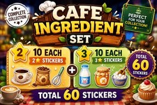 Cafe Ingredient (Set 11) 10x Each 2⭐ & 3⭐Sticker (Total 60 No 4⭐) :- Monopoly Go picture