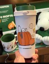 Limited Edition 2026 Starbucks x Peanuts Snoopy White Pumpkin Travel Mug 16oz picture