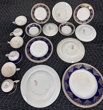 Antique; Crown Ducal; England Colfax English Regency Cobalt Blue & Gold; 23 Pcs picture