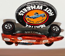 VINTAGE Hot Wheels Redline Shelby Turbine 1969 Orange HK Metal Button Badge picture