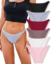 FINETOO 6 Pack String Underwear for Women Cotton High Cut Stretch Breathable Low picture
