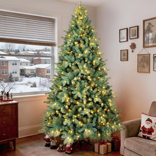 4-9FT Pre-Lit Artificial Christmas Tree with LED Lights Stand Xmas Holiday Green picture