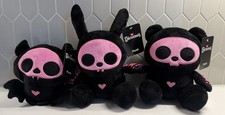 Skelanimals Lot of 3~(Pink & Black)~Bat, Rabbit, & Panda picture