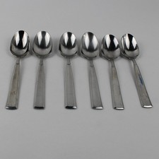 Lot of 6 Wallace Silver Balance Pattern 18/10 SS Oval Soup Spoons 7.25