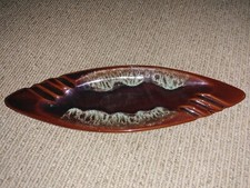 Vintage MCM Mid Century California Pottery Brown Drip Ashtray 14.5