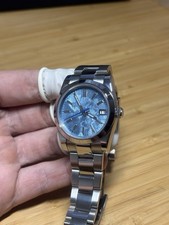 Silver Blue Dial Watch 36mm Custom Stainless Steel Band Nh35 Movement picture