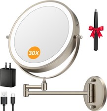 5000Mah Rechargeable Wall Mounted Lighted Makeup Mirror, 9'' 30X/1X Double-Sided picture