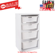 Your Zone Sliding Bin Organizer with 4 Storage Bins for Kids Toy Storage White picture