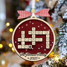 Personalized Scrabble Family Name ornament, Family Crossword Christmas Ornament picture
