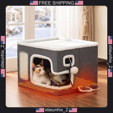 Heated Cat House Bed with Temperature Control, Spacious Den for Indoor Cats picture