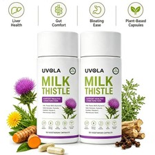 1/2 Bottles Uvola Milk-Thistle Supplement, 80% Silymarin Liver Support Formula picture
