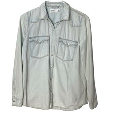 Zara TRF Denim Snap Button-down Chambray Shirt picture