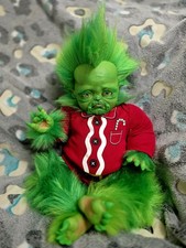 Ooak Jolly Grinch Reborn Doll Hand Rooted And Painted picture