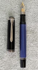 Pelikan Souveran M800 18K Fountain Pen Blue Black Fine Nib F picture
