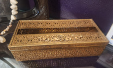 Vintage Gold-tone Filigree 1960s Tissue Holder In the Hollywood Regency Style picture