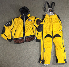 Vintage 80s 90s Descente Ski Snow Suit Jacket Men's Coat L & Pants 34 Yellow picture