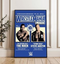 WWE The Rock & Stone Cold Steve Austin WrestleMania Poster Sports Wall Decor picture